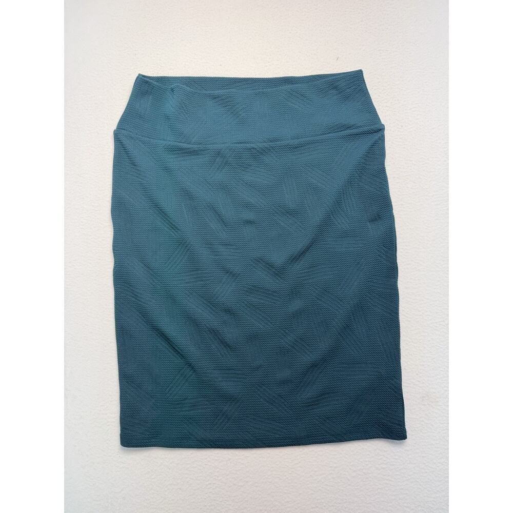LuLaRoe Cassie XL Teal/Green Stretch Pencil Texture Skirt Office Casual Party